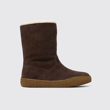 Side view of Peu Terreno Brown Nubuck Boots for Women