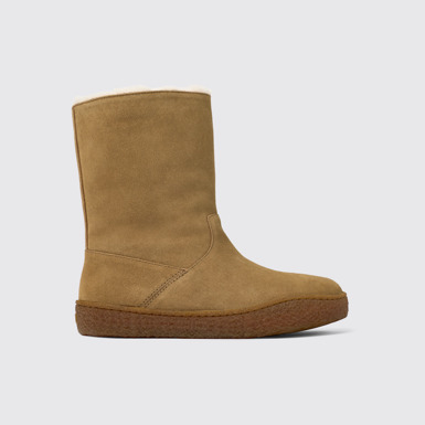 Side view of Peu Terreno Brown Nubuck Boots for Women