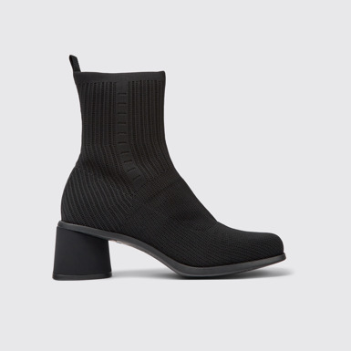 Side view of Kiara TENCEL® Black textile boots for women