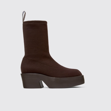 Side view of Billie TENCEL® Brown textile boots for women