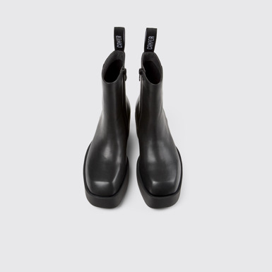 Overhead view of Billie Black leather boots for women