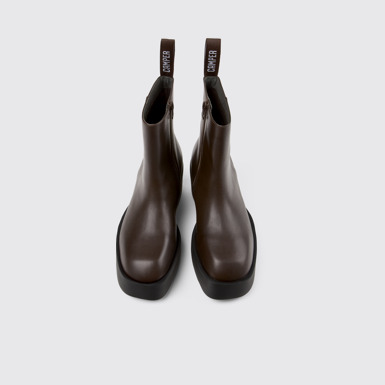 Overhead view of Billie Brown leather boots for women