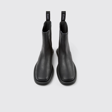 Overhead view of Onda Black Leather Boots for Women