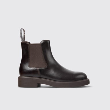 Side view of Dean Brown leather ankle boots for women