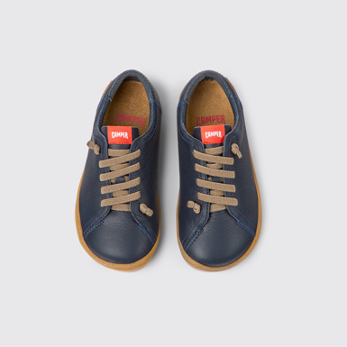 Overhead view of Peu Blue Leather Kids' Shoes.