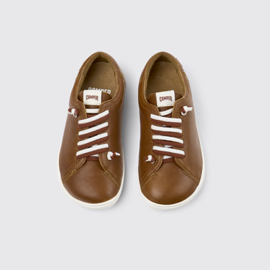 Overhead view of Peu Brown Leather Kids' Shoes.