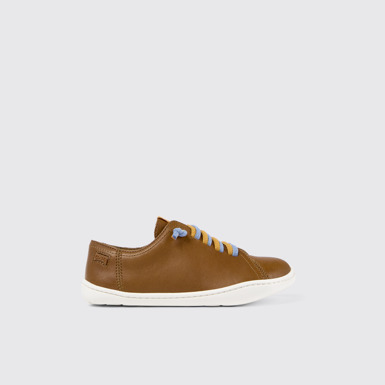 Side view of Peu Brown Leather Kids' Shoes.