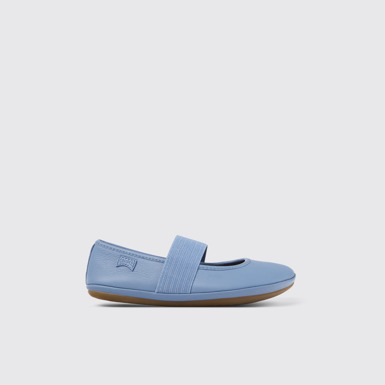 Side view of Right Blue Leather Ballerina