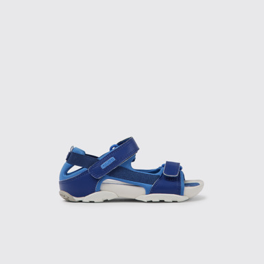 Side view of Ous Blue sandals for kids