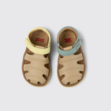 Overhead view of Twins Multicolor Leather Closed Sandal for Kids.