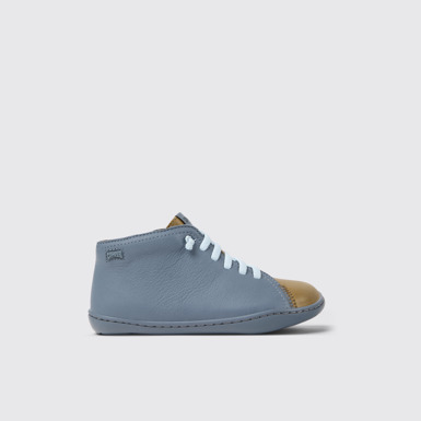 Side view of Twins Multicolor leather ankle boots for kids