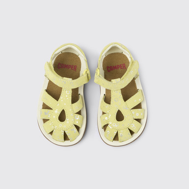 Overhead view of Bicho Yellow Nubuck Sandal