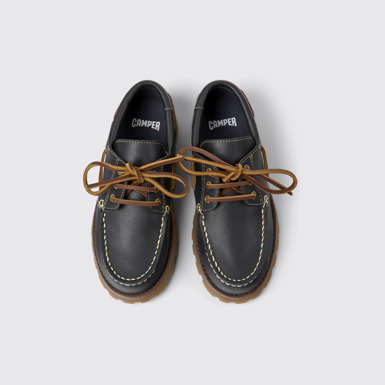 Overhead view of Compas Dark blue leather shoes for kids