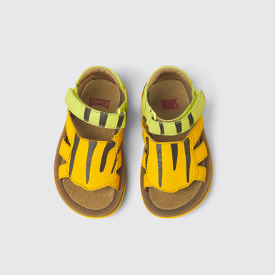 Twins Sandalias verdes y naranjas de piel para niños