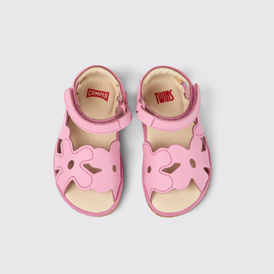 Twins Sandalias rosas de piel para niños