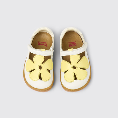 Twins Zapatos blancos y amarillos de piel para niños