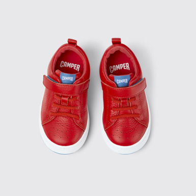 Overhead view of Runner Red leather sneakers for kids