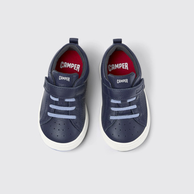 Overhead view of Runner Blue Leather Sneaker