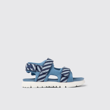 Side view of Oruga Multicolored textile sandals for kids