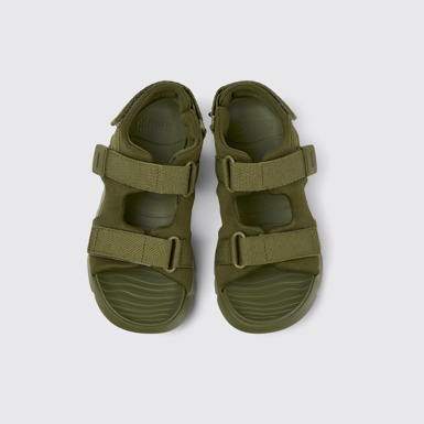 Overhead view of Oruga Green Textile 2-Strap Sandal