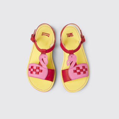 Twins Sandalias rojas y rosas de piel para niños