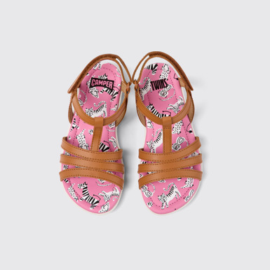 Twins Sandalias cafés de piel para niños