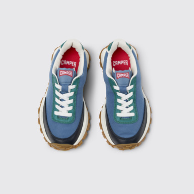 Overhead view of Drift Trail Multicolor Recycled PET and Leather Sneakers for Kids.