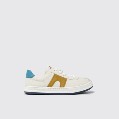 Twins Weißer Kindersneaker aus Leder und Nubukleder
