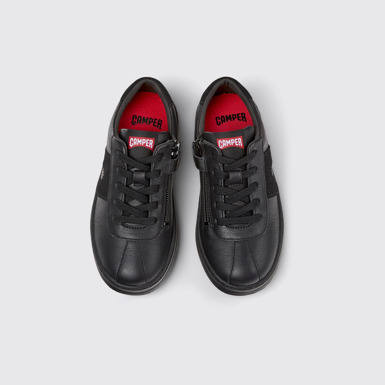 Overhead view of Runner Black leather and nubuck sneakers for kids