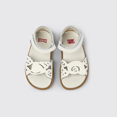 Overhead view of Twins White Leather 2-Strap Sandal