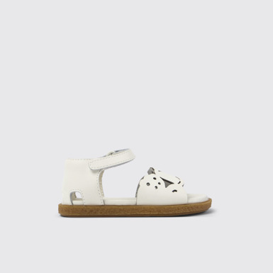 Side view of Twins White Leather 2-Strap Sandal