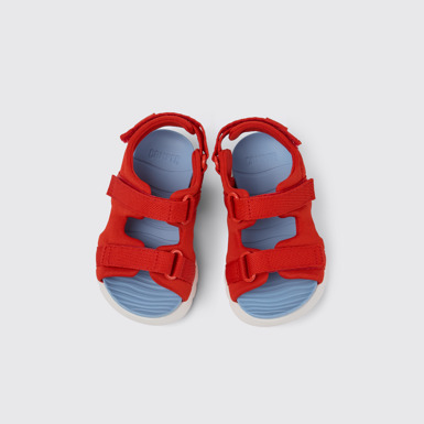 Overhead view of Oruga Red Textile Sandal