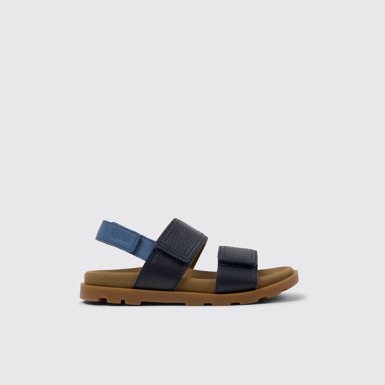 Side view of Brutus Sandal Blue Leather Kids' Sandals.