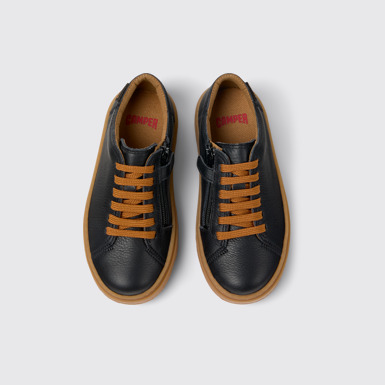 Overhead view of Kiddo Black leather shoes for kids