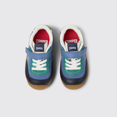 Overhead view of Dadda Multicolor Textile and Leather Sneakers for Kids.