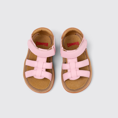 Overhead view of Bicho Multicolor Leather Sandals for Kids.
