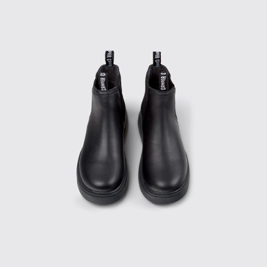 Overhead view of Norte Black Leather Ankle Boots for Kids.