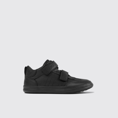 Pursuit Baskets noires en cuir et tissu pour enfant