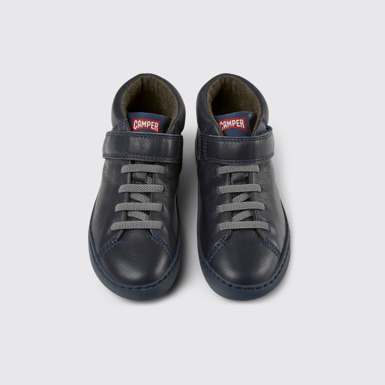 Overhead view of Peu Touring Dark blue leather sneakers