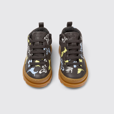 Overhead view of Twins Multicolor leather ankle boots for kids