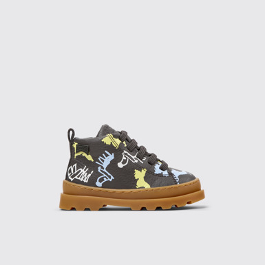 Side view of Twins Multicolor leather ankle boots for kids