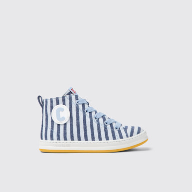 Runner Baskets en tissu bleu et blanc pour enfant