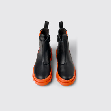 Overhead view of Brutus Black leather Chelsea boots for kids