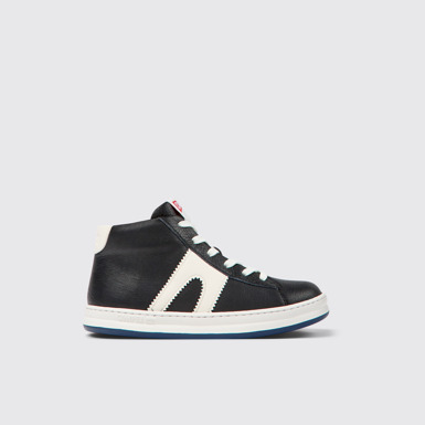 Runner Sneaker bianca e nera in pelle per bambini