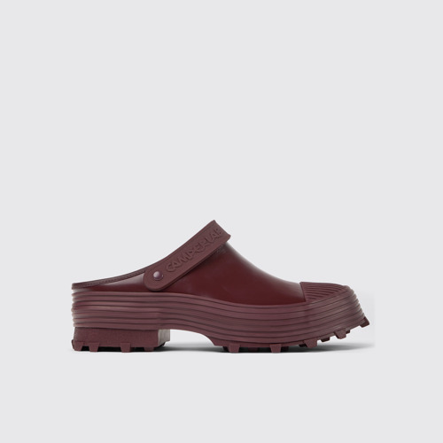 Image of Side view of Traktori Burgundy Leather Clogs