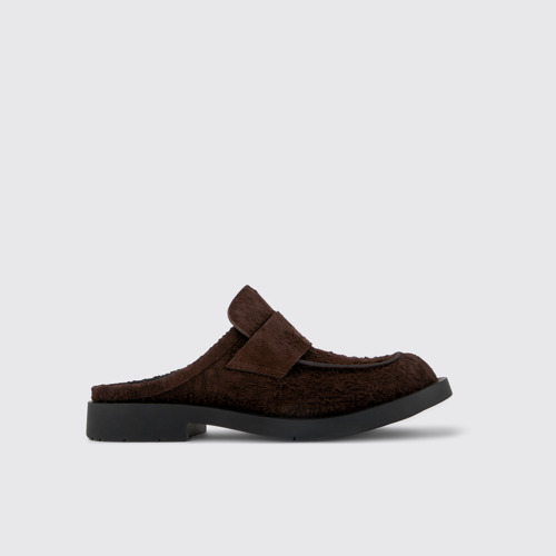 Image of Side view of MIL 1978 Brown Nubuck Slide Loafers
