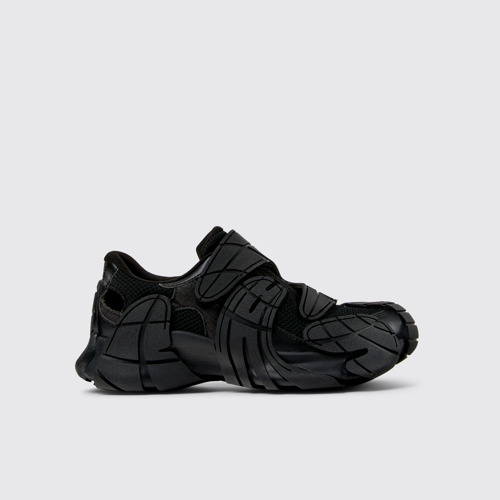 Image of Side view of Tormenta Black Textile Sneakers