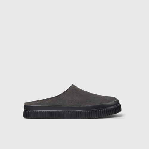 Image of Side view of Peu Roda Gray Nubuck Sandals for Men.