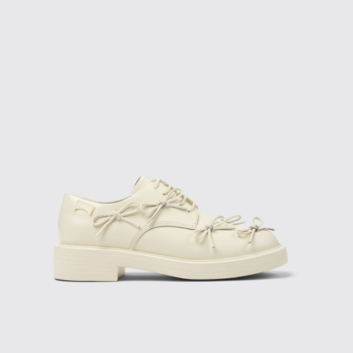 Image of Side view of Dean White Leather Women's Shoe.