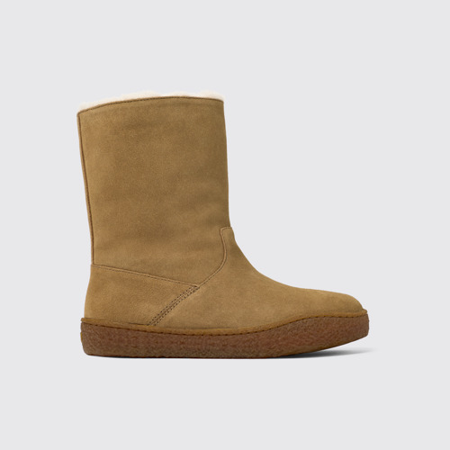 Image of Side view of Peu Terreno Brown Nubuck Boots for Women